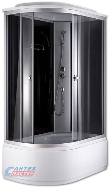 Душевая кабина 80х120х220 см Niagara Classic (правая) поддон высокий, асимметричная, угловая, стекло тонированное, задние стекла черные, с верхним душем, без гидромассажа, с сиденьем