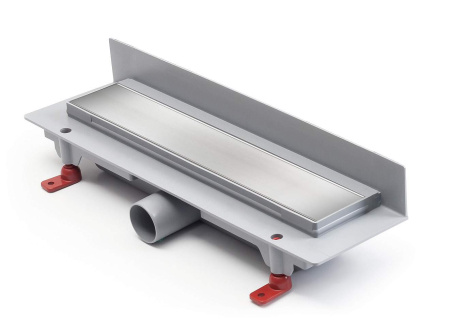 Водоотводящий желоб MCH CH 350 K2 Klasik/Floor 350 мм, глянцевый хром, пристенный, пластиковый, с пластиковой рамкой для монтажа к стене с боковым сливом D 40 под плитку