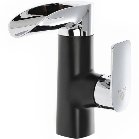 Смеситель для раковины/умывальника Orange OneLife, однорычажный, поворотный, керамический, длина излива 118 мм, полимерный, цвет хром/черный