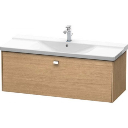 Тумба под раковину Duravit Brioso, 122х47,9х45 см, подвесная, 1 выдвижной ящик, ДСП, цвет: дуб европейский/хром, шкафчик навесной, механизм доводчика, прямоугольная, правая/левая, в ванную комнату