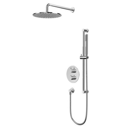 Душевая система встраиваемая Whitecross Y, цвет хром, комплект: термостатический смеситель/тропический душ (с верхней лейкой)/штанга/лейка/держатель лейки/шланг, латунь, скрытого монтажа