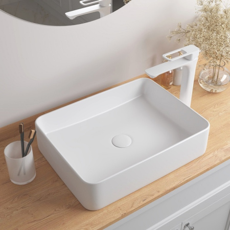 Раковина IDDIS Slide 36х47х11 см, накладная, прямоугольная, керамическая/фарфоровая, цвет белый матовый, без отверстия под смеситель, без слив-перелива, умывальник