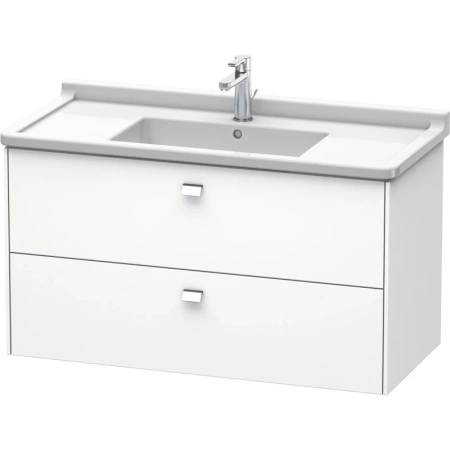 Тумба под раковину Duravit Brioso, 102х46,9х56,3 см, подвесная, 2 выдвижных ящика, ДСП, цвет: белый матовый/хром, шкафчик навесной, механизм доводчика, прямоугольная, правая/левая, в ванную комнату
