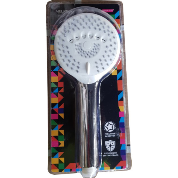 Лейка душевая Melodia Luxe 120 мм L270 мм ручная, круглая, 5 режимов, хром, ABS пластик, для душа/ванной MKP26304BL