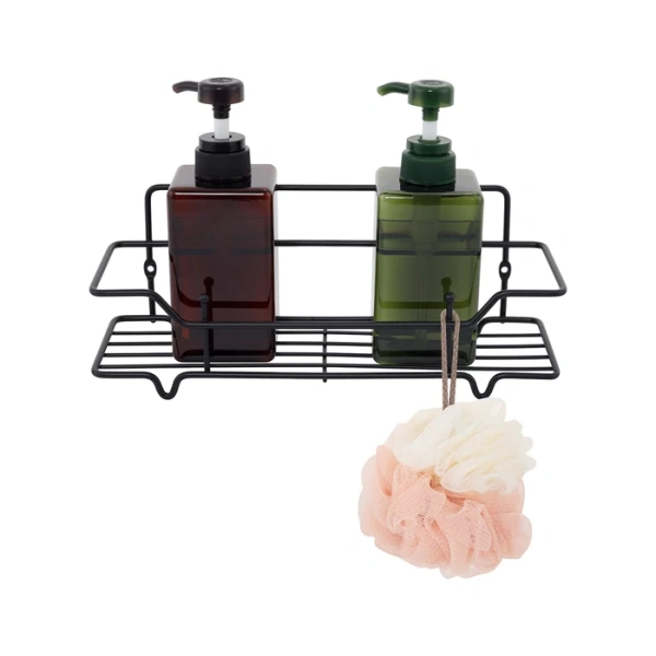 Полка одноярусная Milardo Grid прямая, 300х113 мм проволока стальная, цвет черный матовый, 2 крючка GRICS1BM44