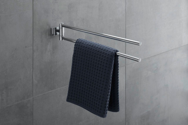 Полотенцедержатель Duravit Karree, двойной, настенный, поворотный, 45 см, металлический, форма округлая, для полотенец, в ванную/туалет/душевую кабину, цвет хром, к стене