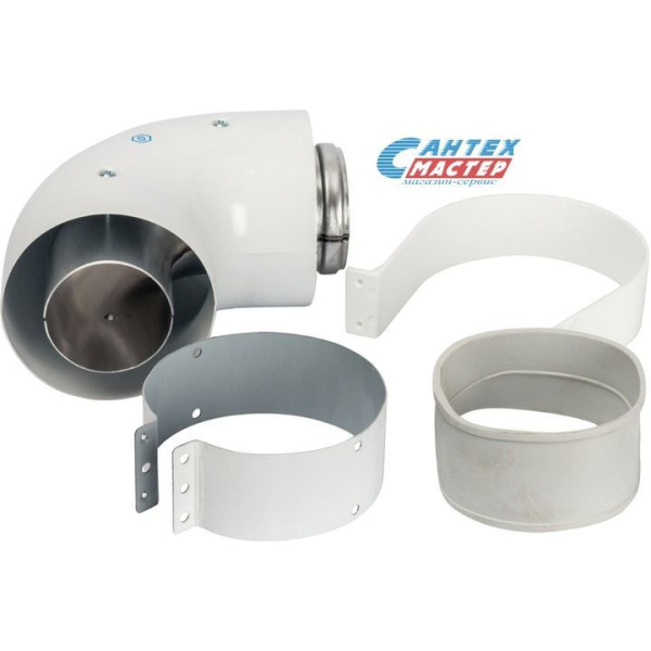 Элемент дымохода STOUT DN60/100 адаптер для котла угловой 90° коак. (Vaillant, Protherm NEW)(лого) SCA-6010-230190