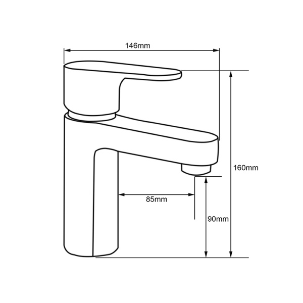 Смеситель для раковины/умывальника Melodia Rock однорычажный, неповоротный, фиксированный, короткий, излив длина 85 мм высота 90 мм латунь, цвет хром MDV35220