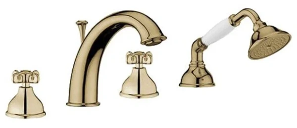 Смеситель для ванны/душа Webert Ottocento двухвентильный, на борт ванны, излив 190 мм, неповоротный, латунь, цвет бронза