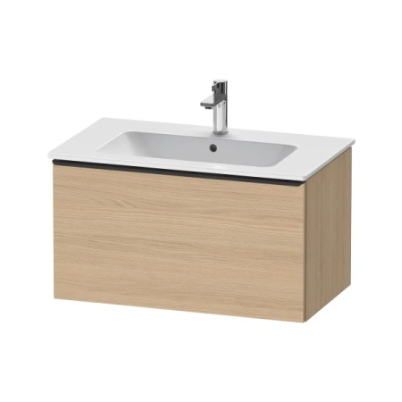 Тумба под раковину Duravit D-Neo, 81х46,2х44 см, подвесная, 1 выдвижной ящик, ДСП, цвет: натуральный дуб, шкафчик навесной, прямоугольная, правая/левая, в ванную комнату