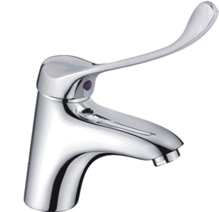 Смеситель для умывальника HAIBA локтевой однозахватный, неповоротный, латунный, длина 132 мм, латунь, цвет хром