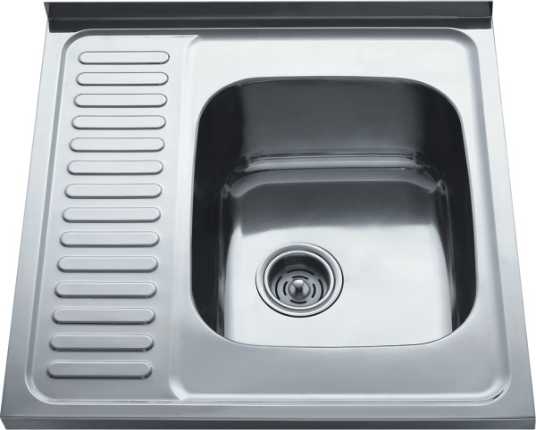 Мойка кухонная HAIBA 60х60 см, сталь микродекор, с левым крылом,  встраиваемая, из нержавеющей стали, полированная, квадратная, цвет хром, без отверстия под смеситель, без слива-перелива, для кухни Мойка кухонная HAIBA 60х60 см, сталь микродекор, с левым крылом,  встраиваемая, из нержавеющей стали, полированная, квадратная, цвет хром, без отверстия под смеситель, без слива-перелива, для кухни