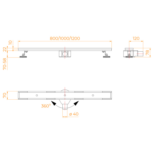 Душевой трап RGW SDR-08, 800 мм, с щелевой вставкой, под плитку, для душа в полу, комбинированный - Сухой затвор / Гидрозатвор 21210880-011