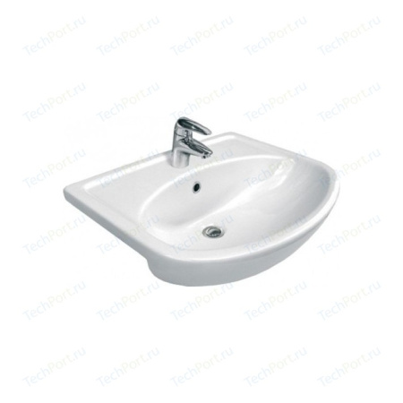 Раковина Cersanit Erica 61, накладная, округлая, керамическая/фарфоровая, цвет белый, с отверстием под смеситель, слив-перелив