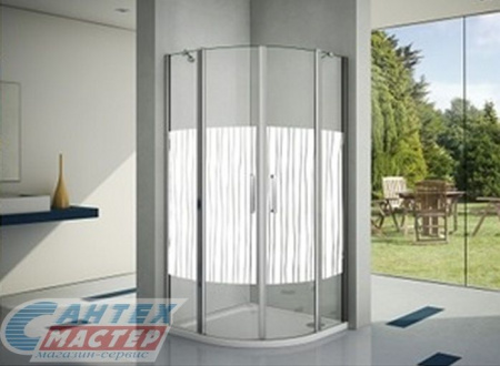 Душевое ограждение BAS Пандора R-80-T-CH 80х80х185 прозрачное стекло с рисунком "Тростник"