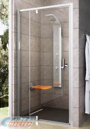 Душевая дверь Ravak Pivot PDOP2-100 Satin Transparen в нишу, открывание правое/левое, прозрачное закаленное стекло, раздвизжная, профиль хром, прямоугольная (душевое ограждение без поддона)