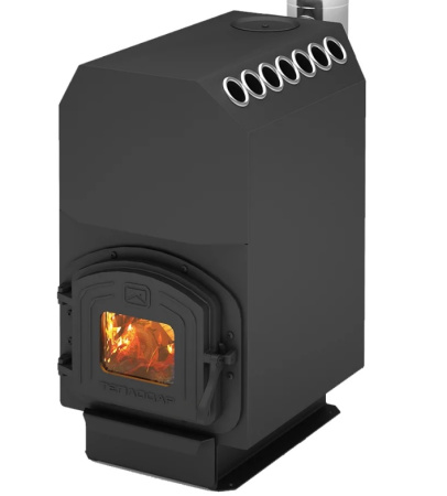 Печь ТОП 200 ДЧ ТЕПЛОДАР 200м³, отопительная, варочная поверхность, напольная, пристенная, дверца со стеклом, длительного горения, на дровах/брикетах