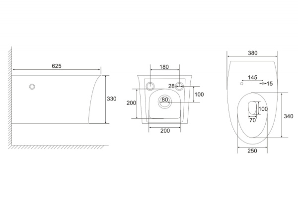 Унитаз подвесной ABBER Bequem 625х380х330 мм цвет белый, горизонтальный (прямой) выпуск, импульсный смыв, система антивсплеск, с сиденьем микролифт, дюропласт, установка бачка не требуется AC1124P