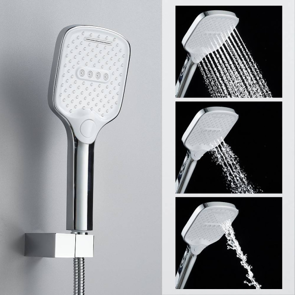 Душевая система Splenka S31.27 встраиваемая, цвет хром, комплект: однорычажный смеситель/излив/тропический душ прямоугольный (с верхней лейкой)/лейка/шланг, скрытый монтаж