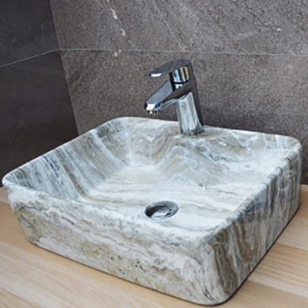 Раковина-чаша для ванной CeramaLux MNC 605 48х13х37 накладная, прямоугольная, керамическая/фарфоровая, цвет серый, с отверстием под смеситель, без слива-перелива