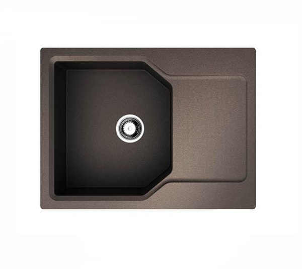 Мойка Omoikiri Yonaka 78-LB-DC Artgranit, 78х51 см, врезная, с левым/правым крылом, из искусственного камня, прямоугольная, цвет темный шоколад, без отверстия под смеситель, слив-перелив