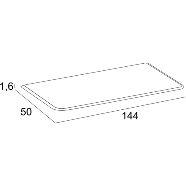 Столешница Cezares Idra для тумбы, 144x50x1,6 см МДФ, прямоугольная, цвет хлопок (Cotone), для накладной раковины/умывальника/рукомойника