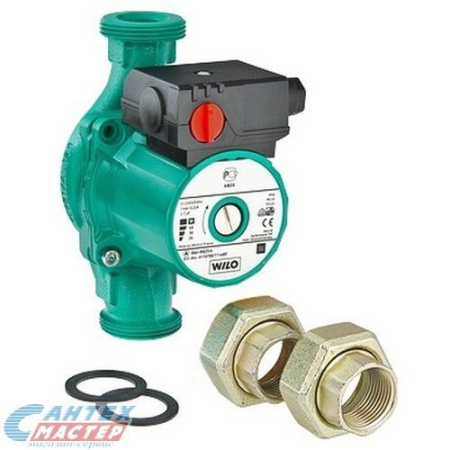 Насос циркуляционный Wilo Star-RS 25/8, D40 мм, L180 мм, 5 м³/ч, напор 8 м, 10 бар, 0,151 кВт, 220 В, с гайками, повышающий давление, для систем отопления частных домов, квартир