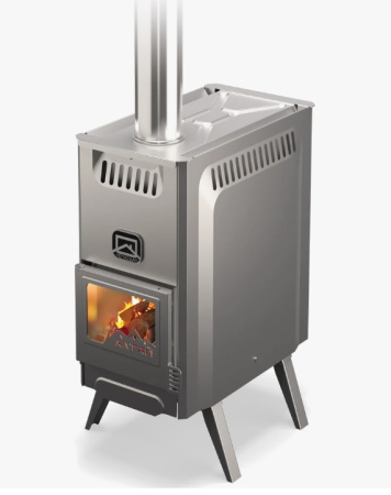 Печь Алтай (2014) ТЕПЛОДАР 70м³, портативная/мобильная баня/походная, отопительная, напольная, складные ножки, дверца со стеклом, на дровах, для бани/палатки