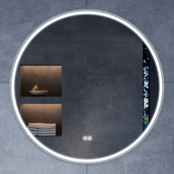 Зеркало Vincea LED, 70х70 см,с LED/ЛЕД-подсветкой, круглое, с антизапотеванием, выключатель сенсорный, с диммером,  для ванны