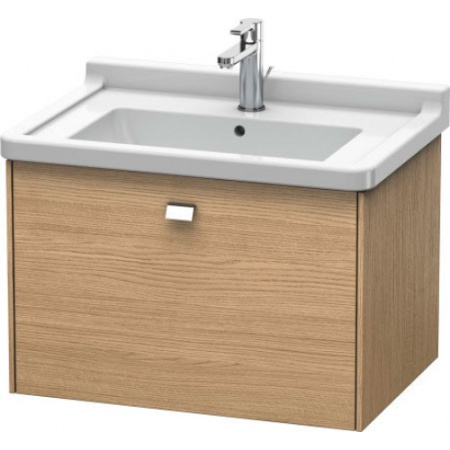 Тумба под раковину Duravit Brioso, 67х46,9х45,2 см, подвесная, 1 выдвижной ящик, ДСП, цвет: дуб европейский/хром, шкафчик навесной, механизм доводчика, прямоугольная, правая/левая, в ванную комнату