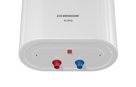 Водонагреватель 30 л EDISSON King 30 V электрический, настенный, вертикальный, накопительный тип, 2.0 квт, 580х434х250 мм, 220в (цвет белый, прямоугольный, плоский) с нижней подводкой