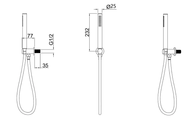 Душевой гарнитур Allen Brau Priority цвет черный матовый, комплект: держатель лейки/ручная лейка латунь, 1 режим/шланг