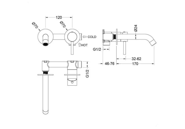 Смеситель для раковины/умывальника Aquatek Европа встраиваемый, однорычажный, неповоротный, латунь, длина излива 180 мм, керамический, цвет оружейная сталь