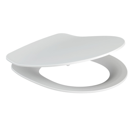 Крышка-Сиденье для унитаза Cersanit DELFI DPL EO slim 36х44,9х7 см, дюропласт (ультратонкое), цвет белый, плавное закрывание, петли хром, верхняя фиксация, с крышкой, (микролифт)