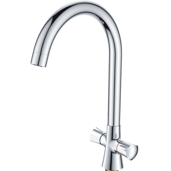 Смеситель для кухни/мойки HAIBA CRON двухвентильный, поворотный, длина 177 мм, силумин, цвет хром