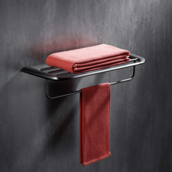 Полка ABBER Nord одинарная, 600 мм настенная, нержавеющая сталь, прямоугольная, для полотенец, в ванную/туалет/душевую кабину, цвет никель AA1554NG