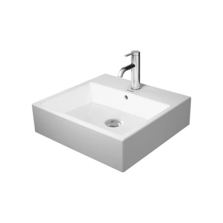 Раковина DURAVIT Vero Air WonderGliss 50х47х16,5 см, подвесная, прямоугольная, санфарфор, шлифованная, цвет белый, без отверстия под смеситель, антигрязевое покрытие, без перелива