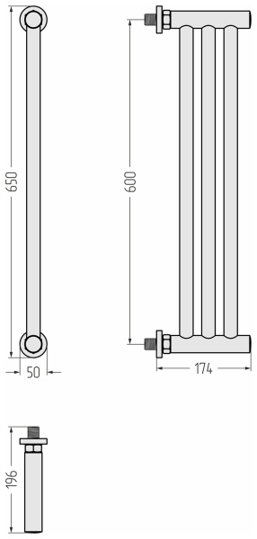 Полотенцесушитель Сунержа Хорда ПП 600х195 водяной, цвет тёмный титан муар