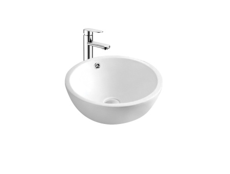 Раковина/умывальник Aquatek, 44х44 см, накладная, круглая, санфарфор, цвет белый, без отверстия под смеситель, слив-перелив, умывальник