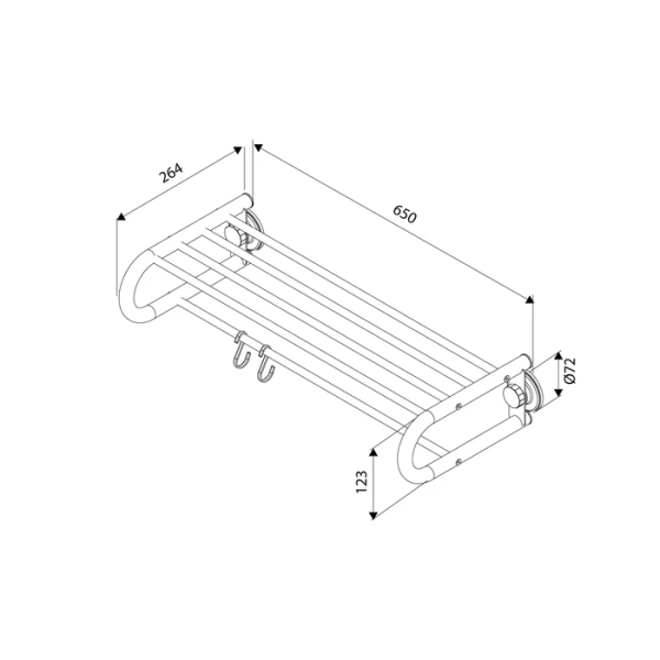 Полотенцедержатель Milardo Easy с крючками, проволока стальная, цвет черный матовый, настенный, форма прямоугольная, для полотенец в ванную/туалет/душевую кабину EASBWS2M49