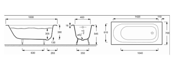 Ванна Jacob Delafon Soisson 160х70 чугунная белая E2931-00