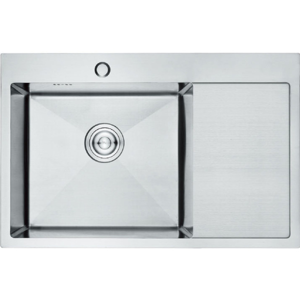 Мойка кухонная Aflorn Premium, 78х51 см, врезная, нержавеющая сталь, прямоугольная, цвет: сатин, с отверстием под смеситель, слив-перелив, с крылом справа AF97851-L