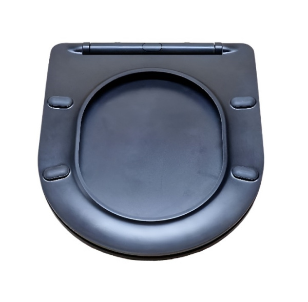 Cиденье для унитаза Aquatek Европа 42х36х3,5 см дюропласт, цвет черное матовое, с крышкой, быстросъемное, микролифт (SoftClose), крепления металлические