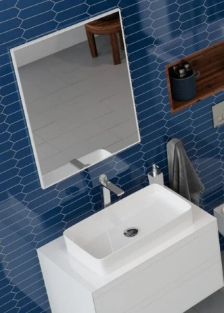 Зеркало Excellent Kuadro, 80х60 см, без подсветки, прямоугольное, цвет рамы- белый матовый, для ванны, навесное/подвесное/настенное