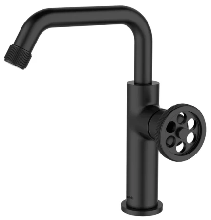 Смеситель для раковины/умывальника IDDIS Grange, однорычажный, поворотный, керамический картридж,длина излива 151 мм, латунь, цвет черный матовый