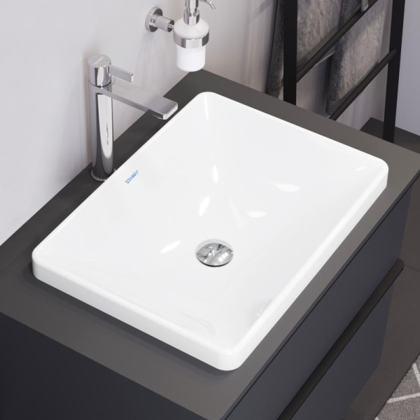 Раковина DURAVIT D-Neo 60х43,5х14,5 см, встраиваемая сверху, прямоугольная, санфарфор, цвет белый, без отверстия/площадки под смеситель, без перелива