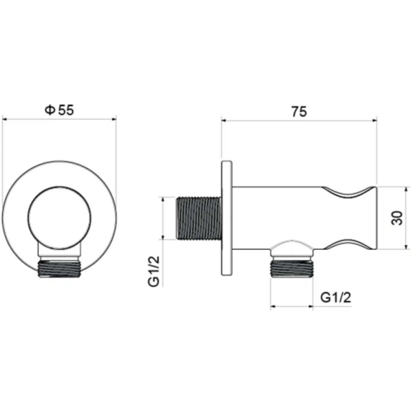Шланговое подключение Aquatek AQ2464BGM цвет оружейная сталь, с держателем душевой лейки, резьбовое соединение, настенное, для душа/ванной, латунь