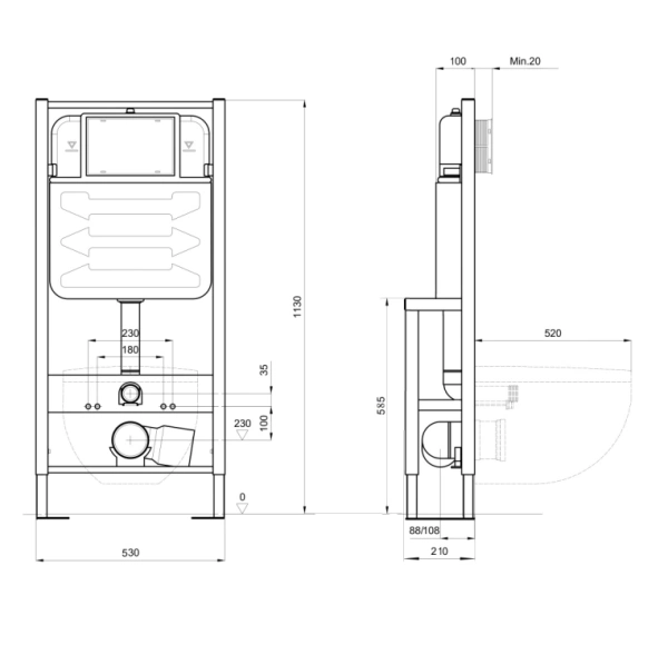 Комплект унитаза с инсталляцией Aquatek Поларис (Сет) c сиденьем микролифт, с клавишей смыва (кнопкой, клавишей двойного смыва) хром, без крепления