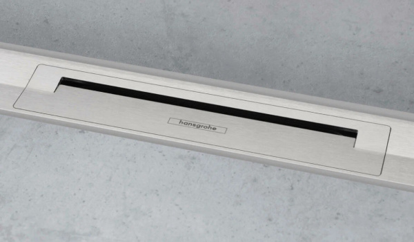 Решетка Hansgrohe RainDrain Flex 120, для пристенного монтажа, для душевого трапа, укорачиваемая, 120х7,6 см, цвет шлифованная сталь, для душа в пол, нержавеющая сталь, прямоугольная