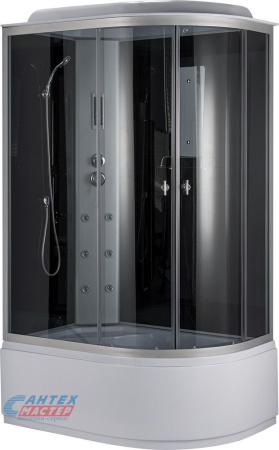 Душевая кабина 80х120х220 см Niagara Classic (левая) поддон высокий, ассиметричная, угловая, стекло заднее черное, двери тонированные, с верхним душем, с гидромассажем, электронная, смеситель, профиль хром матовый, прозрачное стекло, белая, закрытая